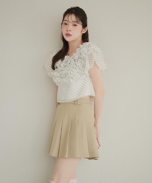 fupel(フぺル)の「2way frill blouse / 2wayフリルブラウス(シャツ/ブラウス・レディース・オフホワイト/ライトブルー・FREE)」の3枚目の写真