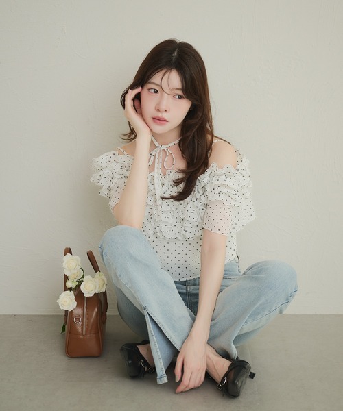 fupel(フぺル)の「2way frill blouse / 2wayフリルブラウス(シャツ/ブラウス・レディース・オフホワイト/ライトブルー・FREE)」の17枚目の写真