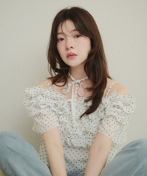 fupel(フぺル)の「2way frill blouse / 2wayフリルブラウス(シャツ/ブラウス・レディース・オフホワイト/ライトブルー・FREE)」の16枚目の写真