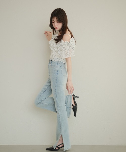 fupel(フぺル)の「2way frill blouse / 2wayフリルブラウス(シャツ/ブラウス・レディース・オフホワイト/ライトブルー・FREE)」の14枚目の写真