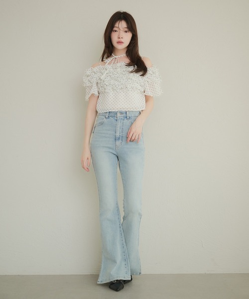 fupel(フぺル)の「2way frill blouse / 2wayフリルブラウス(シャツ/ブラウス・レディース・オフホワイト/ライトブルー・FREE)」の10枚目の写真
