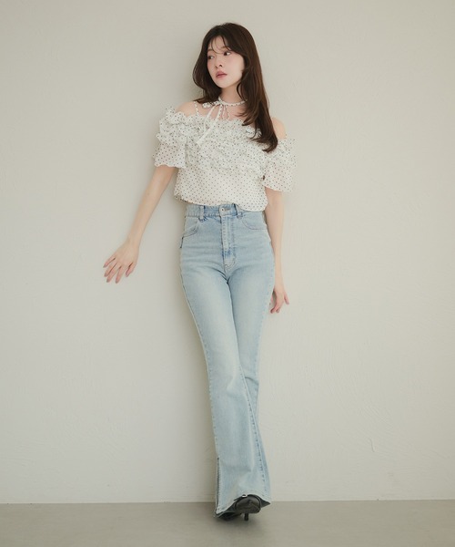 fupel(フぺル)の「2way frill blouse / 2wayフリルブラウス(シャツ/ブラウス・レディース・オフホワイト/ライトブルー・FREE)」の11枚目の写真