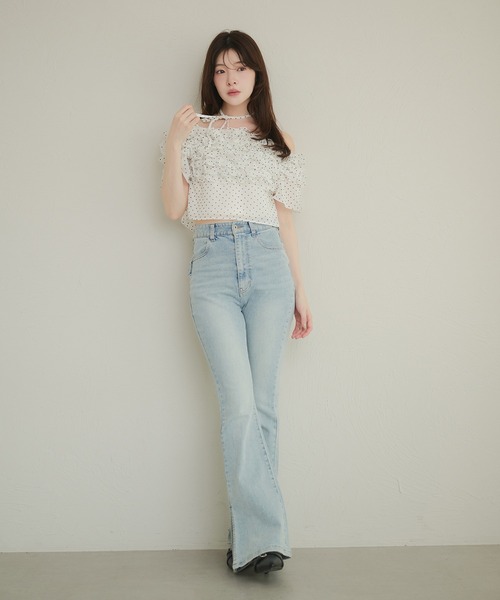 fupel(フぺル)の「2way frill blouse / 2wayフリルブラウス(シャツ/ブラウス・レディース・オフホワイト/ライトブルー・FREE)」の13枚目の写真