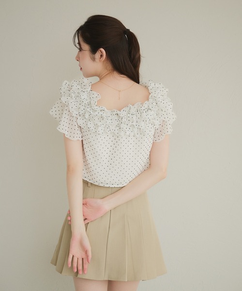 fupel(フぺル)の「2way frill blouse / 2wayフリルブラウス(シャツ/ブラウス・レディース・オフホワイト/ライトブルー・FREE)」の5枚目の写真