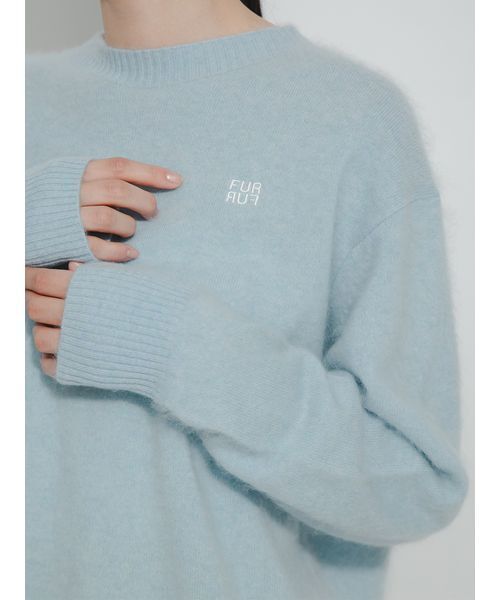 FURFUR(ファーファー)の「ウールミンクロゴ刺繍クルーネックニット(ニット/セーター・レディース・チャコールグレー/イエロー/サックスブルー/オフホワイト・F)」の16枚目の写真