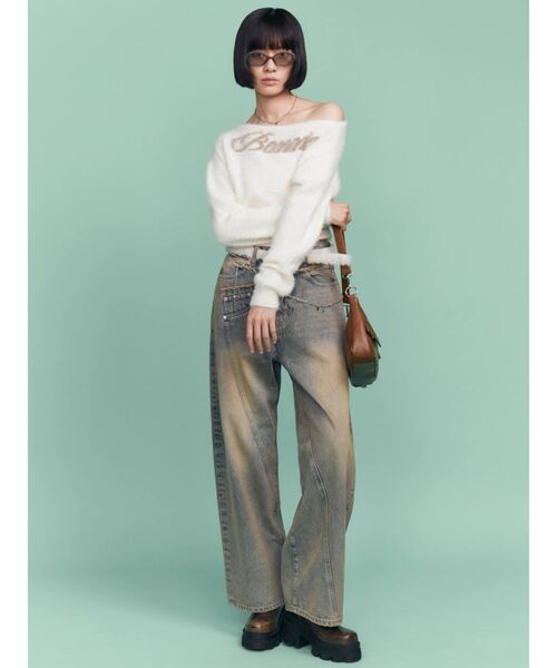 EMODA（エモダ）の「バックレースアップスウィッチングルーズジーンズ（デニムパンツ・レディース・ライトブルー・SMALL/MEDIUM）」の3枚目の写真