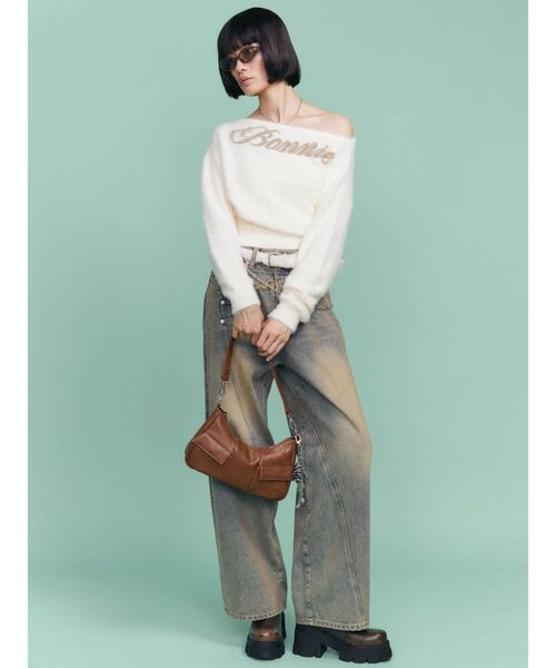 EMODA（エモダ）の「バックレースアップスウィッチングルーズジーンズ（デニムパンツ・レディース・ライトブルー・SMALL/MEDIUM）」の4枚目の写真