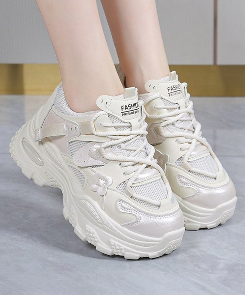 Miniministore(ミニミニストア)の「厚底スニーカーレディースダッドスニーカー(スニーカー・レディース・アイボリー/ブラック・24.0cm/23.5cm/24.5cm/23.0cm/25.0cm)」の2枚目の写真