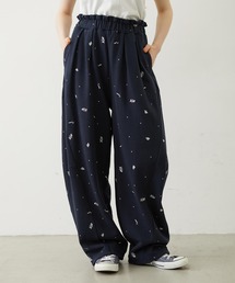 EMBROIDERED ROSE SWEAT WIDE PANTS