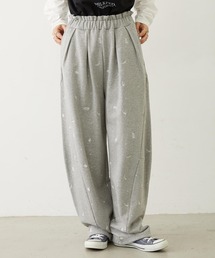EMBROIDERED ROSE SWEAT WIDE PANTS