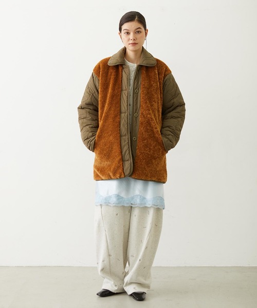 MILKFED.（ミルクフェド）の「EMBROIDERED ROSE SWEAT WIDE PANTS（スウェットパンツ・レディース・オートミール/ネイビー/アッシュ・ONE SIZE）」の14枚目の写真
