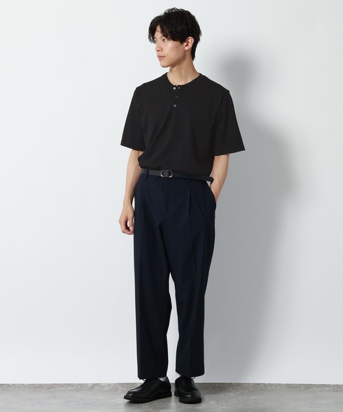 GLOBAL WORK(グローバルワーク)の「アンチピリングハイゲージニット/ヘンリー/半袖/1046460(ニット/セーター・メンズ・ブラック/サックスブルー/グレー系その他7/ライトベージュ・MEDIUM/SMALL/X-LARGE/LARGE)」の7枚目の写真
