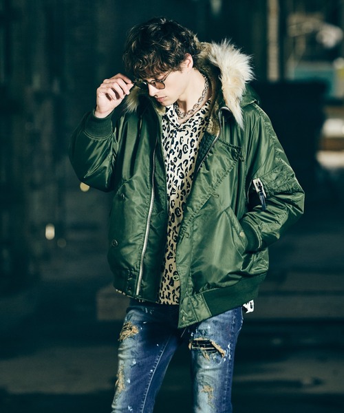 glamb(グラム)の「Luxe Flight Jacket / リュクスフライトジャケット(ミリタリージャケット・メンズ・ワイン/ブラック/カーキ・S/M/L)」の1枚目の写真