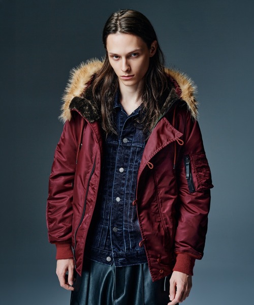 glamb(グラム)の「Luxe Flight Jacket / リュクスフライトジャケット(ミリタリージャケット・メンズ・ワイン/ブラック/カーキ・S/M/L)」の3枚目の写真