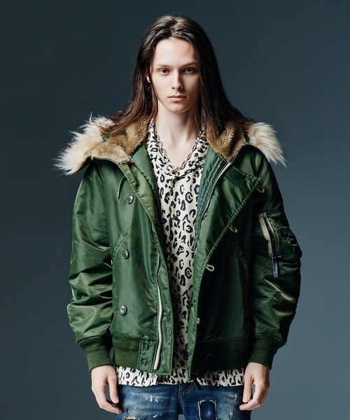 glamb(グラム)の「Luxe Flight Jacket / リュクスフライトジャケット(ミリタリージャケット・メンズ・ワイン/ブラック/カーキ・S/M/L)」の12枚目の写真