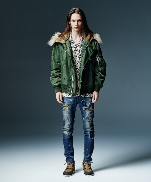 glamb(グラム)の「Luxe Flight Jacket / リュクスフライトジャケット(ミリタリージャケット・メンズ・ワイン/ブラック/カーキ・S/M/L)」の17枚目の写真