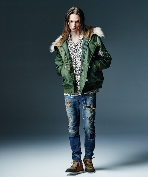 glamb(グラム)の「Luxe Flight Jacket / リュクスフライトジャケット(ミリタリージャケット・メンズ・ワイン/ブラック/カーキ・S/M/L)」の18枚目の写真