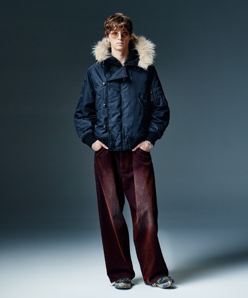 glamb(グラム)の「Luxe Flight Jacket / リュクスフライトジャケット(ミリタリージャケット・メンズ・ワイン/ブラック/カーキ・S/M/L)」の19枚目の写真