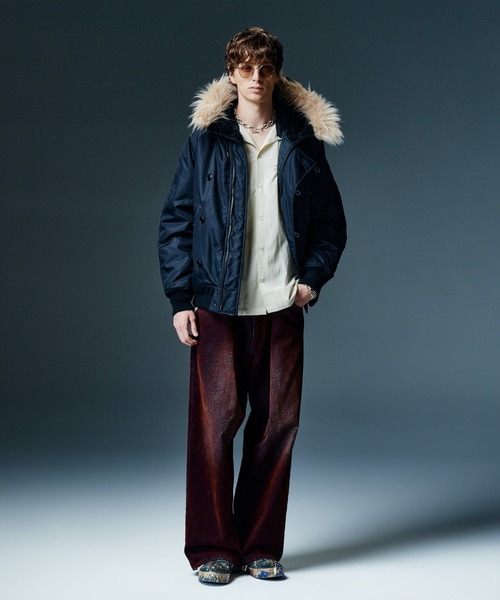 glamb(グラム)の「Luxe Flight Jacket / リュクスフライトジャケット(ミリタリージャケット・メンズ・ワイン/ブラック/カーキ・S/M/L)」の20枚目の写真