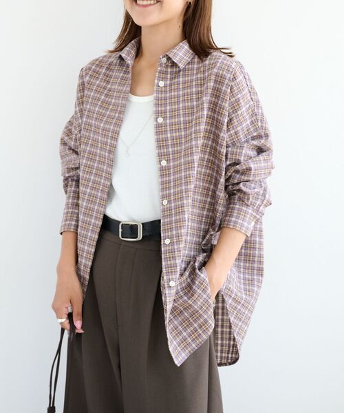 OUTDOOR PRODUCTS（アウトドアプロダクツ）の「チェックシャツ（シャツ/ブラウス・レディース・パープル/ホワイト系その他・FREE）」の2枚目の写真