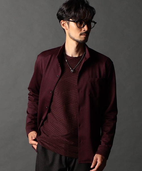 NICOLE CLUB FOR MEN(ニコルクラブフォーメン)の「ジオメトリックスタンドボタンダウンシャツ(シャツ/ブラウス・メンズ・ブラック系/ボルドー/ホワイト系/ネイビー系・MEDIUM/LARGE/X-LARGE)」の4枚目の写真