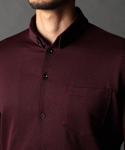 NICOLE CLUB FOR MEN(ニコルクラブフォーメン)の「ジオメトリックスタンドボタンダウンシャツ(シャツ/ブラウス・メンズ・ブラック系/ボルドー/ホワイト系/ネイビー系・MEDIUM/LARGE/X-LARGE)」の5枚目の写真