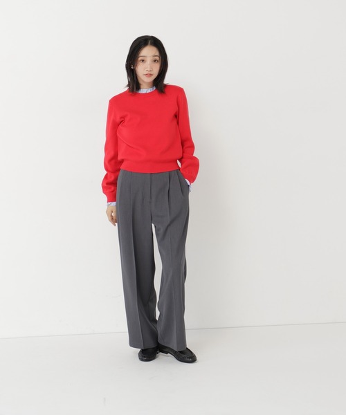 NATURAL BEAUTY BASIC(ナチュラルビューティーベーシック)の「ストライプフリルネックニット(ニット/セーター・レディース・グレー系その他/レッド系その他2/ネイビー系・FREE)」の18枚目の写真
