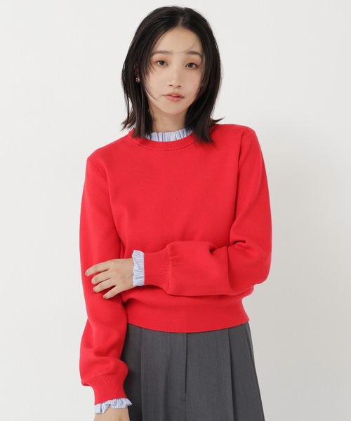 NATURAL BEAUTY BASIC(ナチュラルビューティーベーシック)の「ストライプフリルネックニット(ニット/セーター・レディース・グレー系その他/レッド系その他2/ネイビー系・FREE)」の19枚目の写真