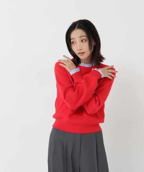 NATURAL BEAUTY BASIC(ナチュラルビューティーベーシック)の「ストライプフリルネックニット(ニット/セーター・レディース・グレー系その他/レッド系その他2/ネイビー系・FREE)」の21枚目の写真