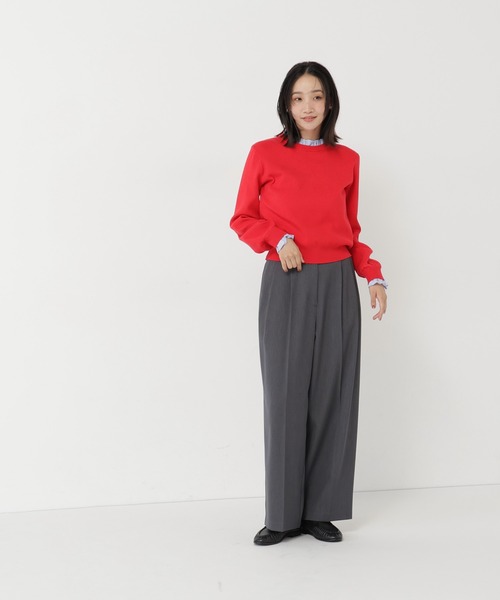 NATURAL BEAUTY BASIC(ナチュラルビューティーベーシック)の「ストライプフリルネックニット(ニット/セーター・レディース・グレー系その他/レッド系その他2/ネイビー系・FREE)」の22枚目の写真