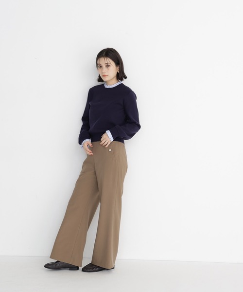 NATURAL BEAUTY BASIC(ナチュラルビューティーベーシック)の「ストライプフリルネックニット(ニット/セーター・レディース・グレー系その他/レッド系その他2/ネイビー系・FREE)」の12枚目の写真