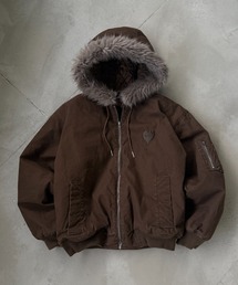 ONCILY(�I���V�F���[)��HEART LOGO DUCK FAUX-FUR BLOUSON / �n�[�g���S�_�b�N�t�F�C�N�t�@�[�u���]��(�u���]��)