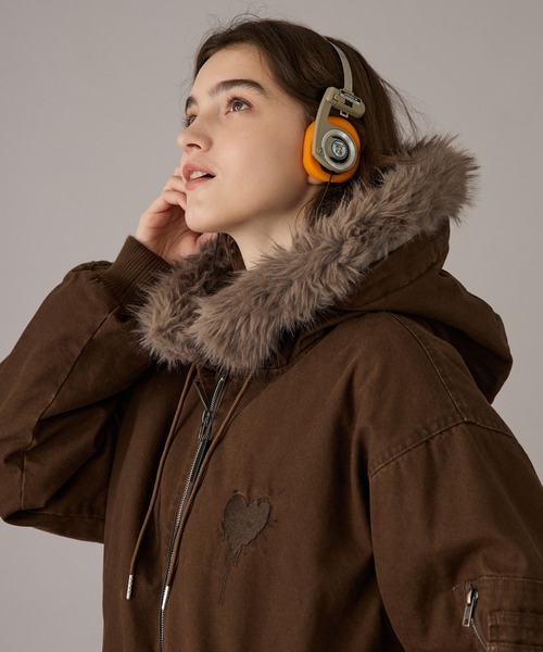 ONCILY(�I���V�F���[)��HEART LOGO DUCK FAUX-FUR BLOUSON / �n�[�g���S�_�b�N�t�F�C�N�t�@�[�u���]��(�u���]��)