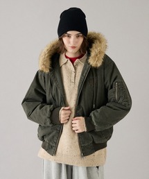 ONCILY(�I���V�F���[)��HEART LOGO DUCK FAUX-FUR BLOUSON / �n�[�g���S�_�b�N�t�F�C�N�t�@�[�u���]��(�u���]��)
