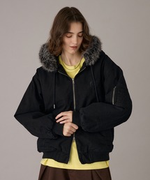 ONCILY（オンシェリー）の「HEART LOGO DUCK FAUX-FUR BLOUSON / ハートロゴダックフェイクファーブルゾン（ブルゾン）」