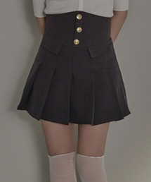 Solene gold button pleats skirt / ソレーヌゴールドボタンプリーツスカート