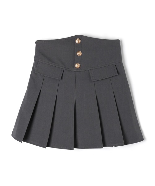 M DOLLY(エムドリー)の「Solene gold button pleats skirt / ソレーヌゴールドボタンプリーツスカート(スカート・レディース・グレー/ブラウン・M/S)」の18枚目の写真