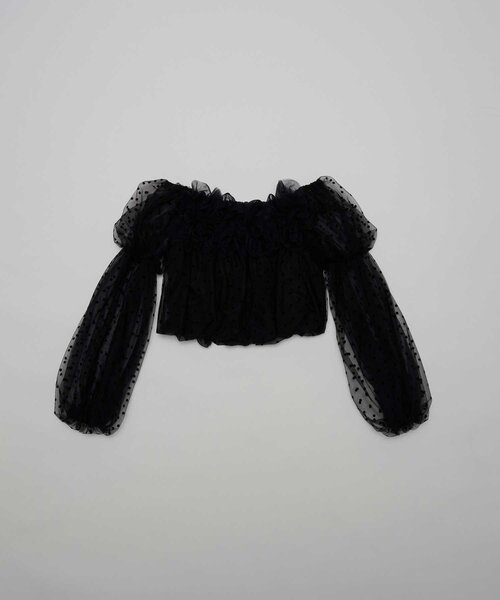 Belle Charme(ベルシャルム)の「【Belle Charme】Tulle Offshoulder Blouse(シャツ/ブラウス・レディース・ブラック/ピンク/アイボリー・FREE)」の9枚目の写真