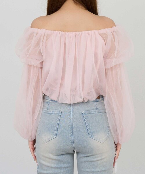 Belle Charme(ベルシャルム)の「【Belle Charme】Tulle Offshoulder Blouse(シャツ/ブラウス・レディース・ブラック/ピンク/アイボリー・FREE)」の14枚目の写真