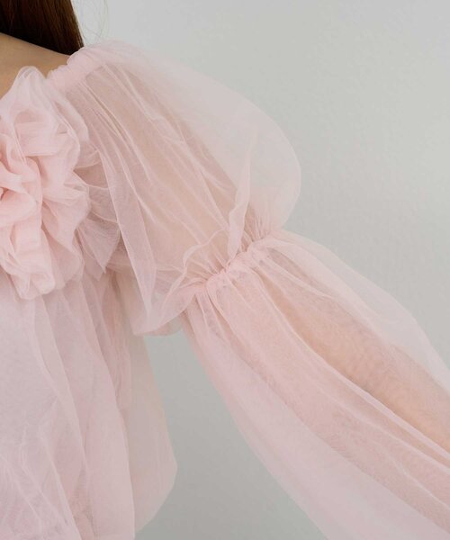Belle Charme(ベルシャルム)の「【Belle Charme】Tulle Offshoulder Blouse(シャツ/ブラウス・レディース・ブラック/ピンク/アイボリー・FREE)」の17枚目の写真