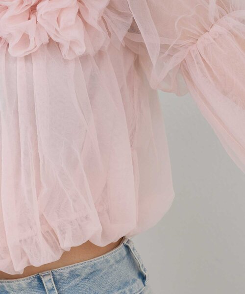 Belle Charme(ベルシャルム)の「【Belle Charme】Tulle Offshoulder Blouse(シャツ/ブラウス・レディース・ブラック/ピンク/アイボリー・FREE)」の18枚目の写真