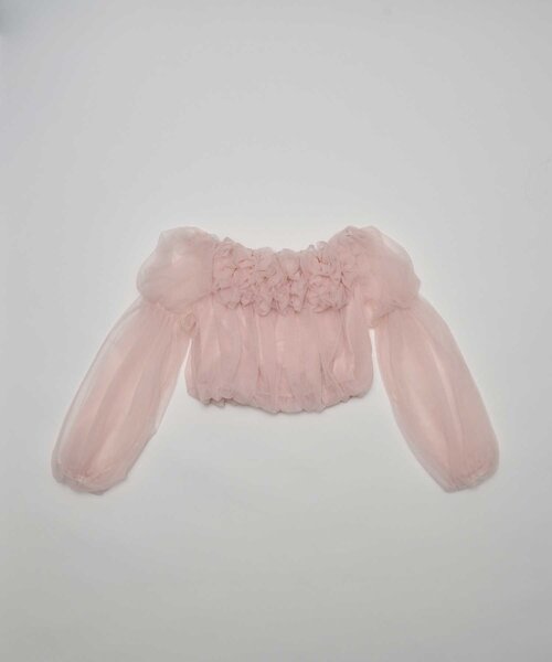 Belle Charme(ベルシャルム)の「【Belle Charme】Tulle Offshoulder Blouse(シャツ/ブラウス・レディース・ブラック/ピンク/アイボリー・FREE)」の19枚目の写真