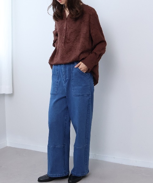 leswel(レスウェル)の「【M~5L】カットジャガードブラウス(シャツ/ブラウス・レディース・ブラウン/ブラック/イエロー・M/5L/4L/3L/LL/L)」の16枚目の写真