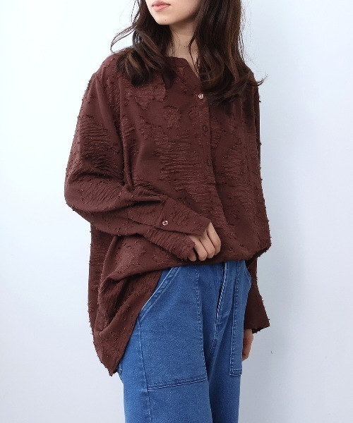 leswel(レスウェル)の「【M~5L】カットジャガードブラウス(シャツ/ブラウス・レディース・ブラウン/ブラック/イエロー・M/5L/4L/3L/LL/L)」の18枚目の写真
