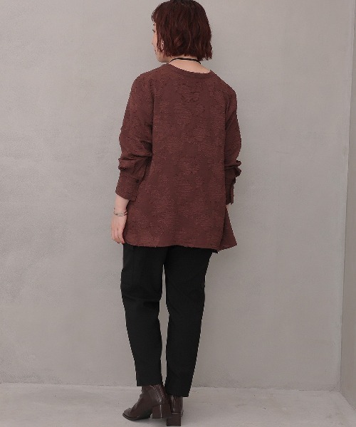 leswel(レスウェル)の「【M~5L】カットジャガードブラウス(シャツ/ブラウス・レディース・ブラウン/ブラック/イエロー・M/5L/4L/3L/LL/L)」の7枚目の写真