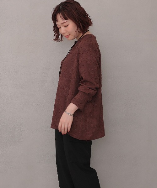 leswel(レスウェル)の「【M~5L】カットジャガードブラウス(シャツ/ブラウス・レディース・ブラウン/ブラック/イエロー・M/5L/4L/3L/LL/L)」の10枚目の写真