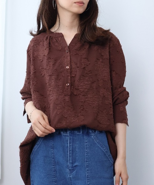 leswel(レスウェル)の「【M~5L】カットジャガードブラウス(シャツ/ブラウス・レディース・ブラウン/ブラック/イエロー・M/5L/4L/3L/LL/L)」の17枚目の写真