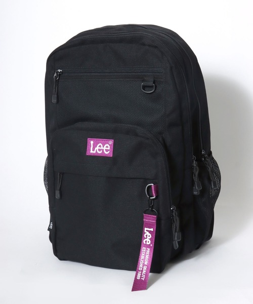 Lee(リー)の「2026AW Lee/リー 撥水 フロントメッシュ ワンポイント刺繍 バックパック テープチャーム付き/リュック/ デイパック 容量23L(バックパック/リュック・レディース・ライトグリーン/ホワイト/パープル/ブラック/ピンク・FREE)」の4枚目の写真