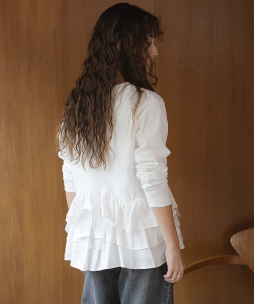 URBAN RESEARCH Sonny Label(アーバンリサーチサニーレーベル)の「『WEB限定』ペプラムチュールフリルカットソー(Tシャツ/カットソー・レディース・オフホワイト/チャコールグレー/ブラック・FREE)」の9枚目の写真