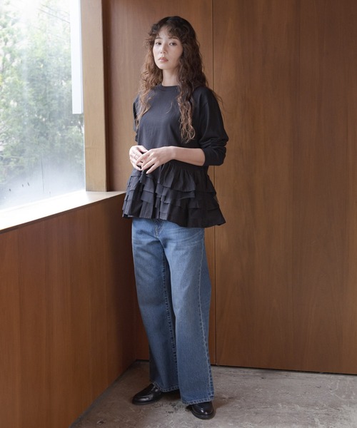 URBAN RESEARCH Sonny Label(アーバンリサーチサニーレーベル)の「『WEB限定』ペプラムチュールフリルカットソー(Tシャツ/カットソー・レディース・オフホワイト/チャコールグレー/ブラック・FREE)」の15枚目の写真